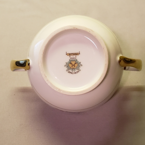 Vtg 1933- Sugar Bowl "Phyliss"  Noritake Roses Porcelain Heavy Gold Accents - Picture 4 of 13